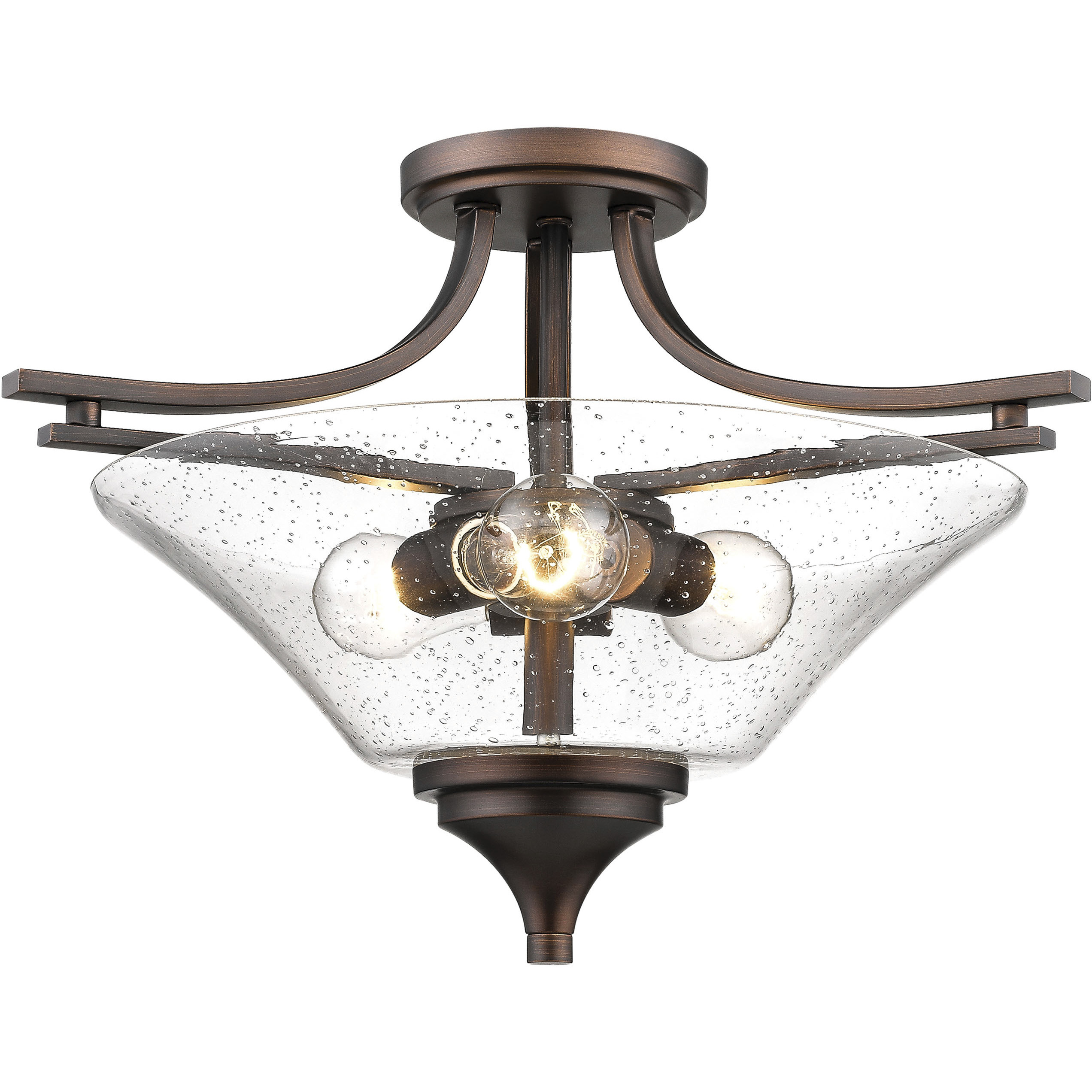 Natalie 3 Light 19 inch Rubbed Bronze Indoor Semi-Flush Ceiling Light